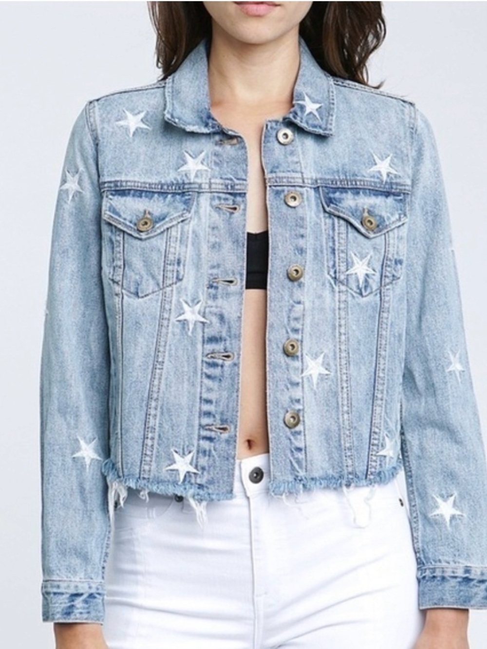 pistola Light Blue Star Embroidered Denim Jacket